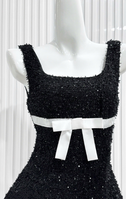 Sweet Square Neck A-Line Short Prom Dresses Black Birthday Dresses Sequin Homecoming Dresses