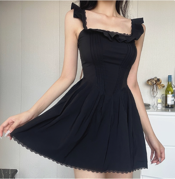 Sweet Square Neck Pleated Lace Waist 17th Birthday Homecoming Dress