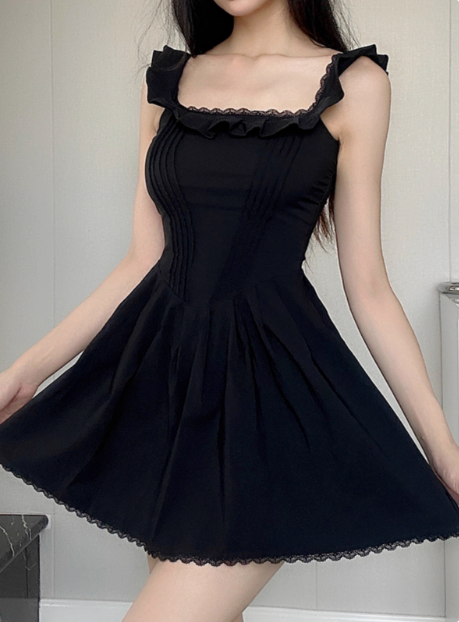 Sweet Square Neck Pleated Lace Waist 17th Birthday Homecoming Dress