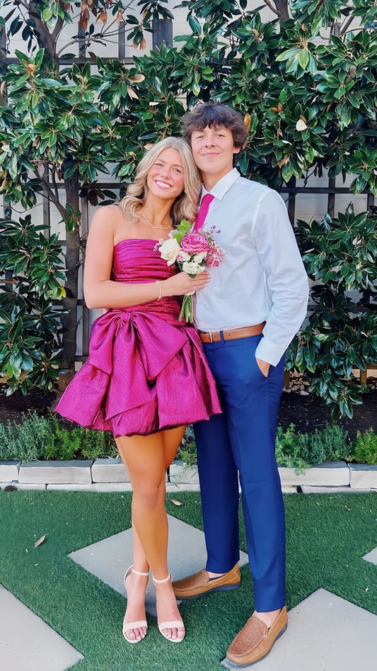 Sweet Strapless A-line Bowknot Homecoming Dress Birthday Party Dresses,AST1849