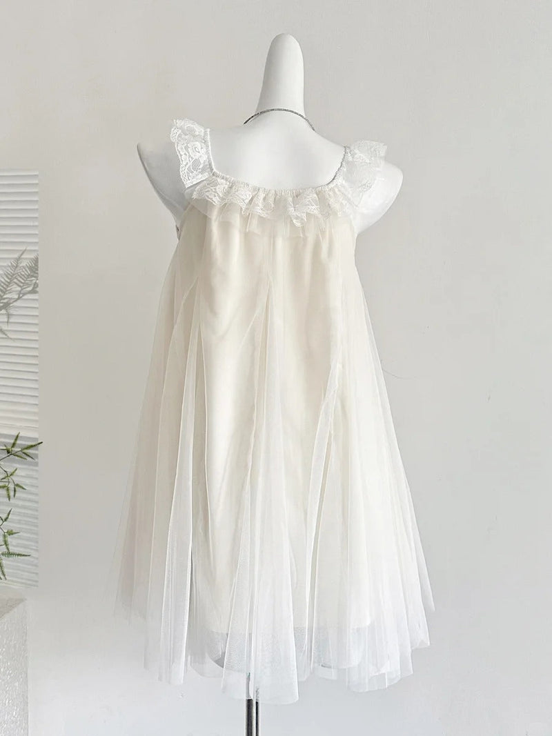 Sweet White Lace Ruffled Tulle Short 16th Birthday Dress