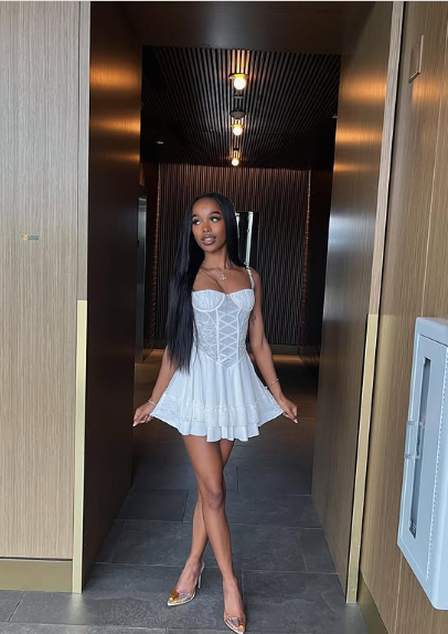 Sweet White Suspender Herringbone A-line 17th Birthday Homecoming Dress