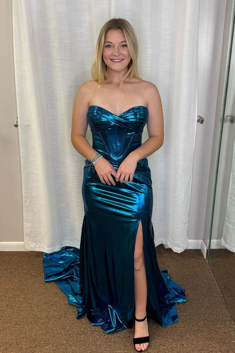 Sweetheart Black Metallic Mermaid Long Party Dress