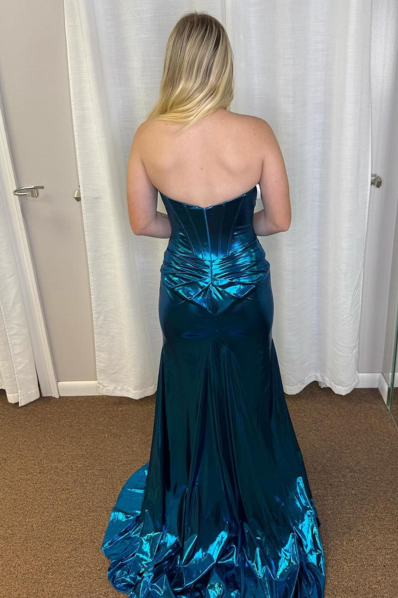 Sweetheart Black Metallic Mermaid Long Party Dress