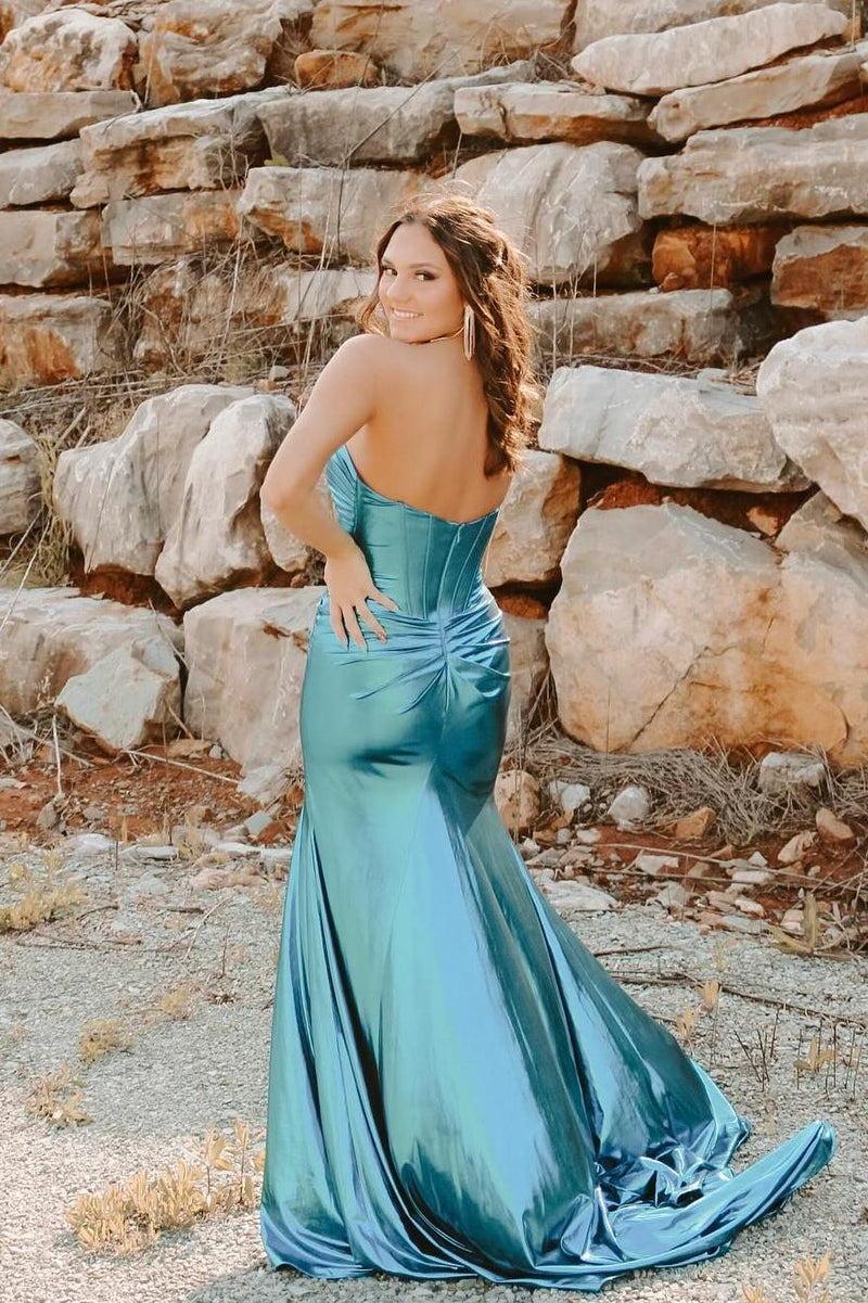 Sweetheart Black Metallic Mermaid Long Party Dress