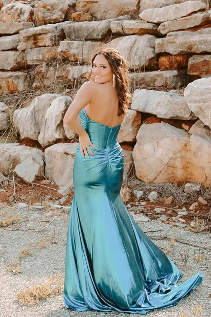 Sweetheart Black Metallic Mermaid Long Party Dress