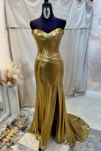 Sweetheart Black Metallic Mermaid Long Party Dress
