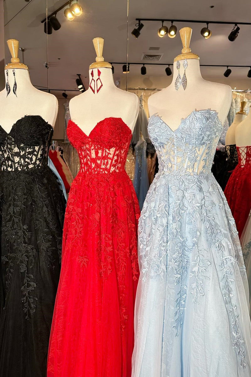 Sweetheart Lace A-line Long Prom Dress