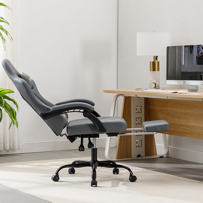 SYMINO Ergonomic PU Leather Racing Style Gaming Chair - Comfortable and Adjustable, Grey.