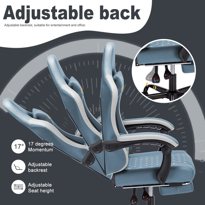 SYMINO Ergonomic PU Leather Racing Style Gaming Chair - Comfortable and Adjustable, DLight Blue
