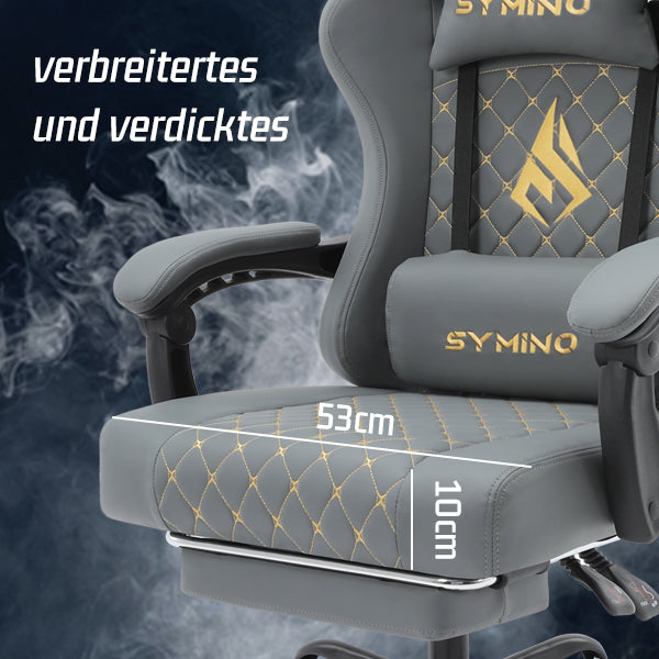 SYMINO Ergonomic PU Leather Racing Style Gaming Chair - Comfortable and Adjustable, Pink/Grey