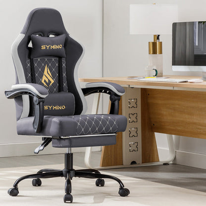 SYMINO Ergonomic PU Leather Racing Style Gaming Chair - Comfortable and Adjustable, Dark Grey