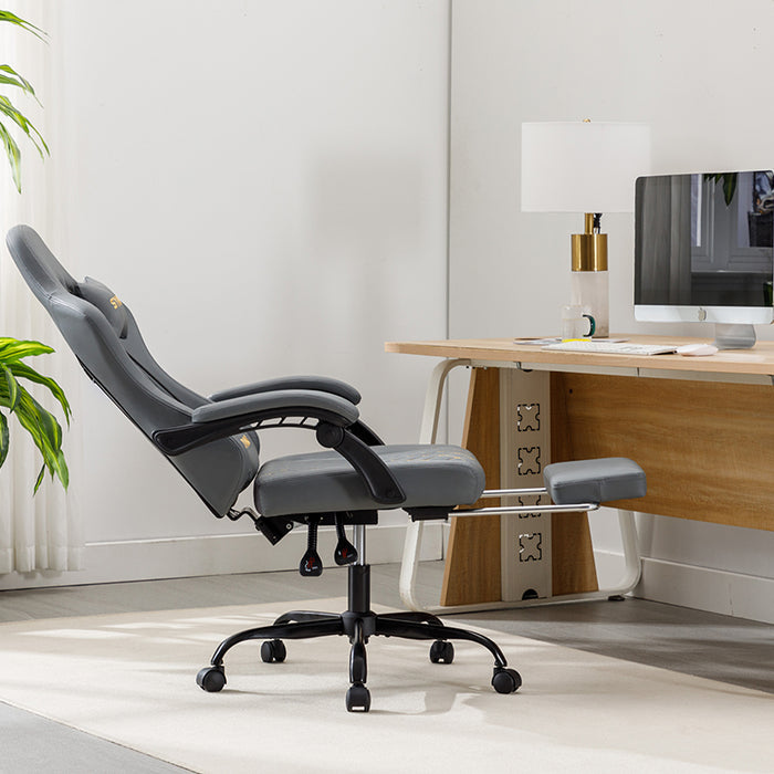 SYMINO Ergonomic PU Leather Racing Style Gaming Chair - Comfortable and Adjustable, Pink/Grey