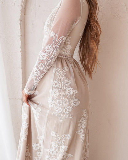 Tallulah Maxi Dress - Ivory/Nude - JAUS