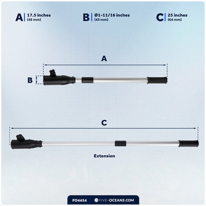 Tiller Extension Handle with Twist-Lock, Extends 17.5" - 25" - FO4454 - Five Oceans