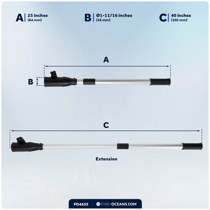 Tiller Extension Handle with Twist-Lock, Extends 25" - 40" - FO4455 - Five Oceans