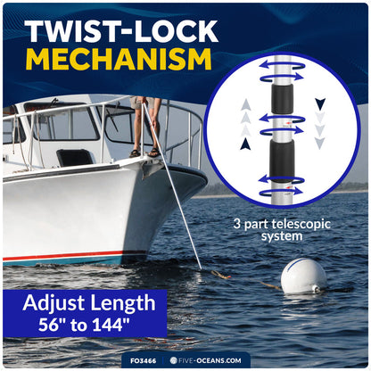 Telescoping Hook 56" - 144", Aluminum - FO3466 - Five Oceans