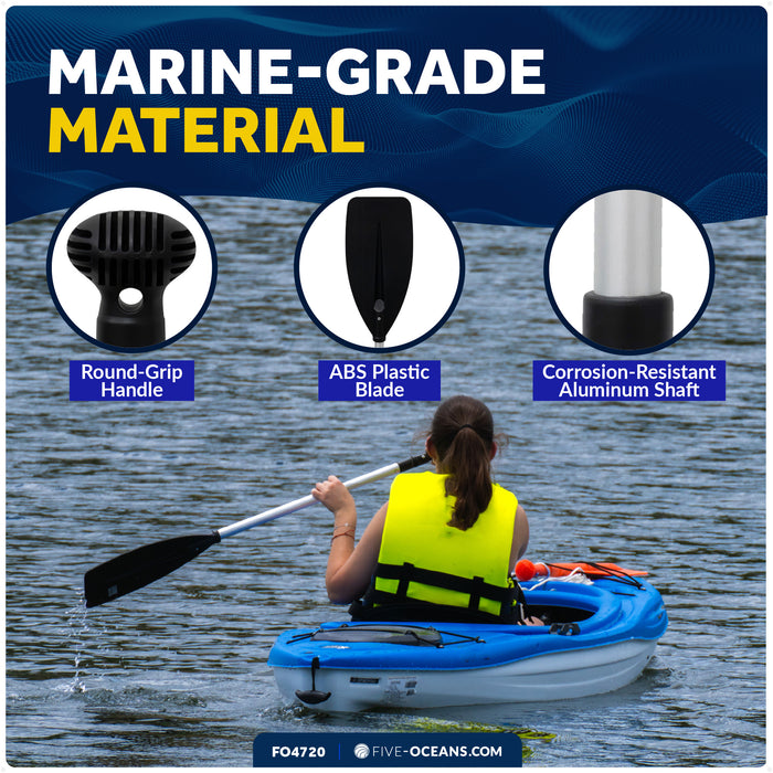 Telescoping Paddle 39" - 60", Round-Grip, Black, Aluminum - FO4720 - Five Oceans