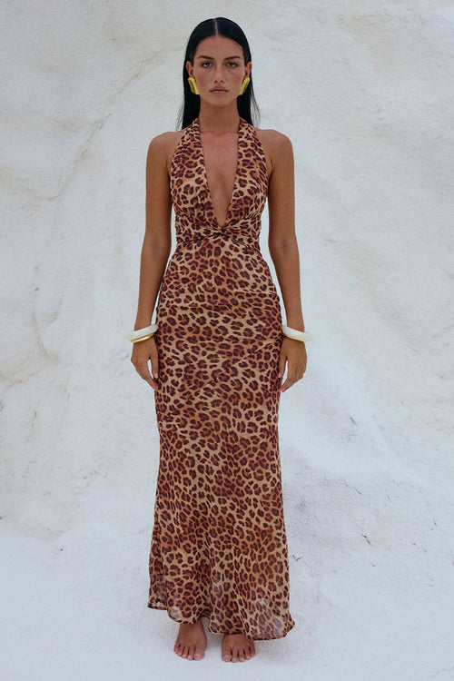 Tenay Maxi Dress - Leopard - SHOPJAUS - JAUS