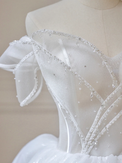 Timeless Ball Gown Off The Shoulder Tulle Sequin Long Wedding Dresses