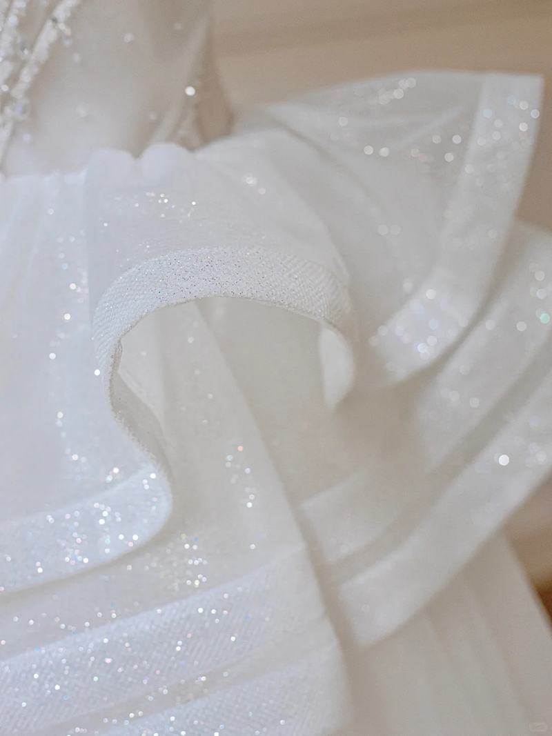 Timeless Ball Gown Off The Shoulder Tulle Sequin Long Wedding Dresses