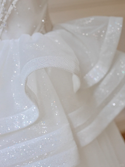 Timeless Ball Gown Off The Shoulder Tulle Sequin Long Wedding Dresses