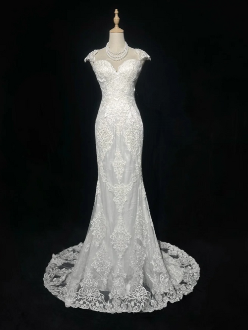 Timeless Mermaid Long Wedding Dresses Tulle Appliques White Bridal Gowns Sleeveless Bridal Dresses