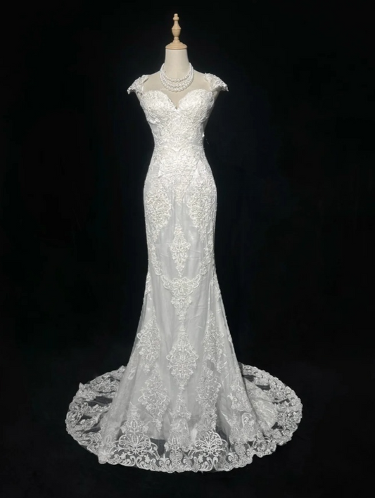 Timeless Mermaid Long Wedding Dresses Tulle Appliques White Bridal Gowns Sleeveless Bridal Dresses