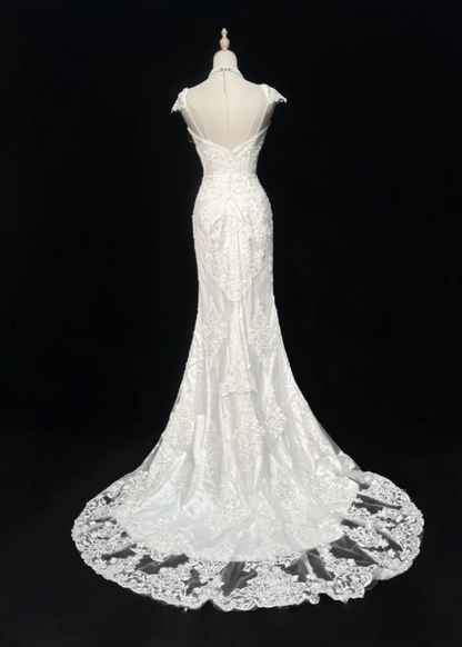 Timeless Mermaid Long Wedding Dresses Tulle Appliques White Bridal Gowns Sleeveless Bridal Dresses