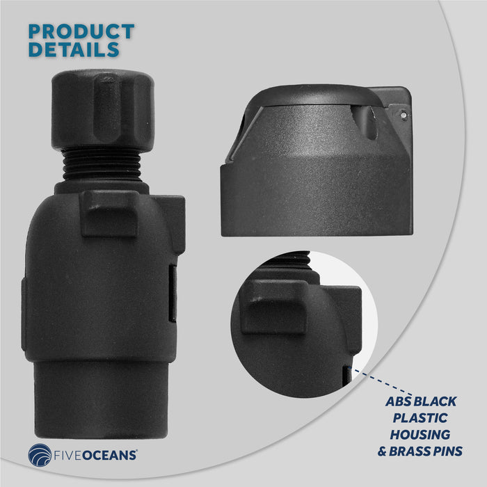 Trailer Electric Plug Adapter and Socket , 7 Pin - FO2354-C1 - Five Oceans