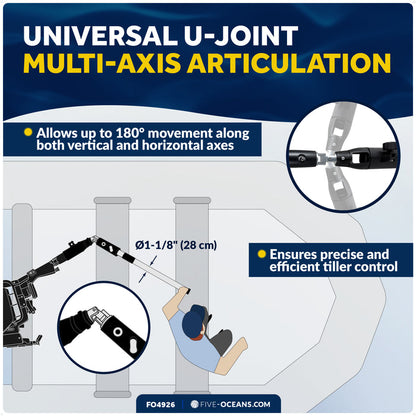 Universal U-Joint Telescopic Tiller Extension Handle, Extend from 36" - 53"- FO4926 - Five Oceans