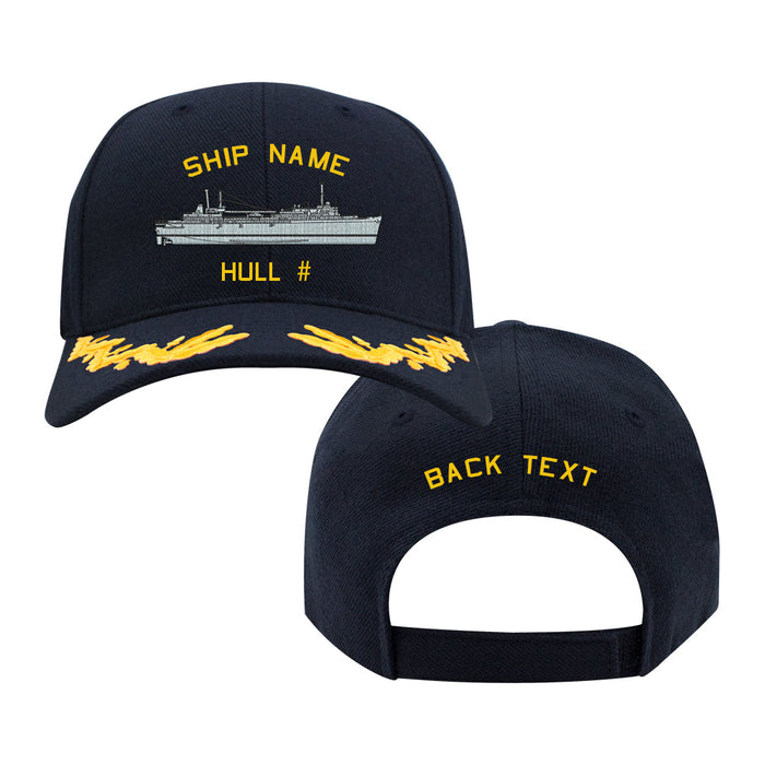 U.S. Navy Custom Ship Cap - Captain Scrambled Eggs -Emory S. Land Class Submarine Tender Hats and Caps