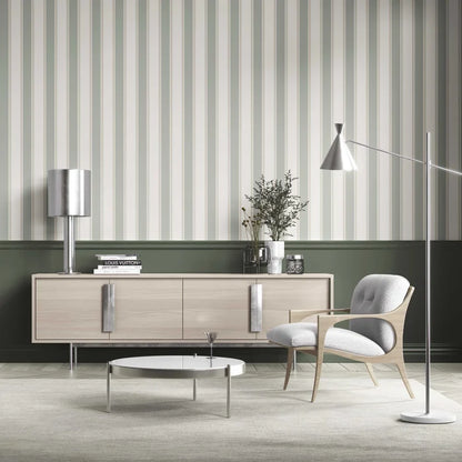 Geometric Striped Shower Toilet Wallpaper (Sage Green)