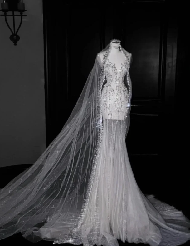 V Neck Beading Wedding Dress Ivory Sexy Wedding Gowns