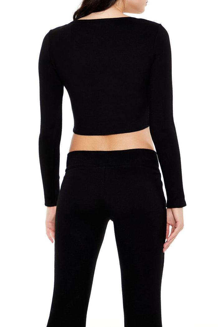 V-Neck Long-Sleeve Crop Top