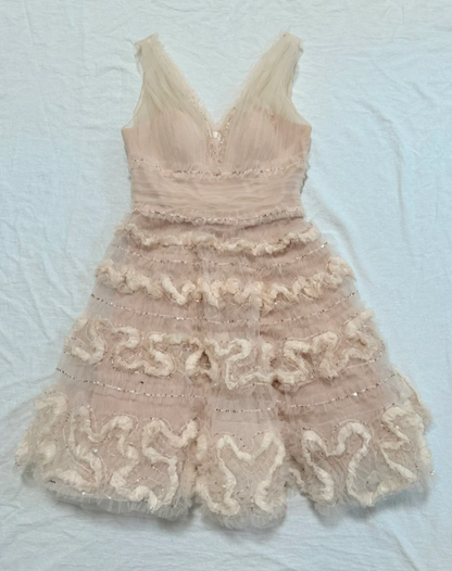 V neck Sheath Short Prom Dresses Tulle Birthday Dresses, Light Champagne Homecoming Dresses