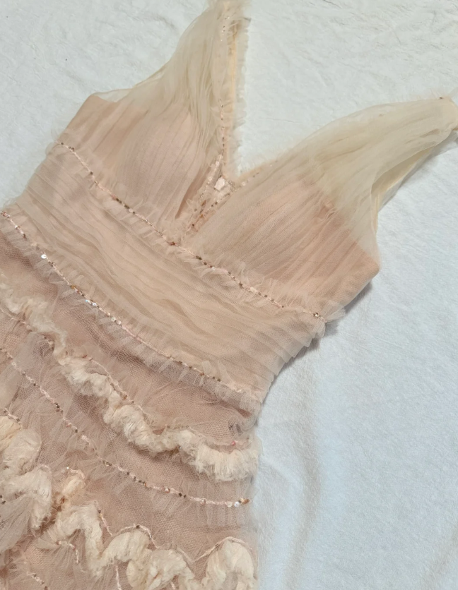 V neck Sheath Short Prom Dresses Tulle Birthday Dresses, Light Champagne Homecoming Dresses