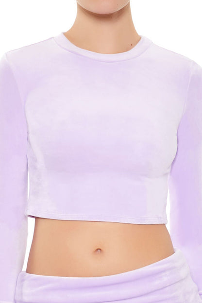 Velour Long-Sleeve Crop Top