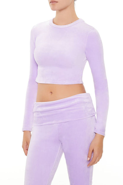 Velour Long-Sleeve Crop Top