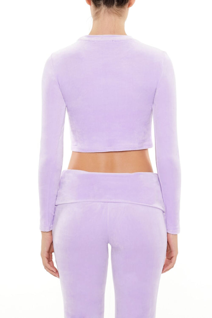 Velour Long-Sleeve Crop Top