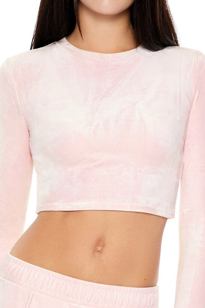 Velour Long-Sleeve Crop Top