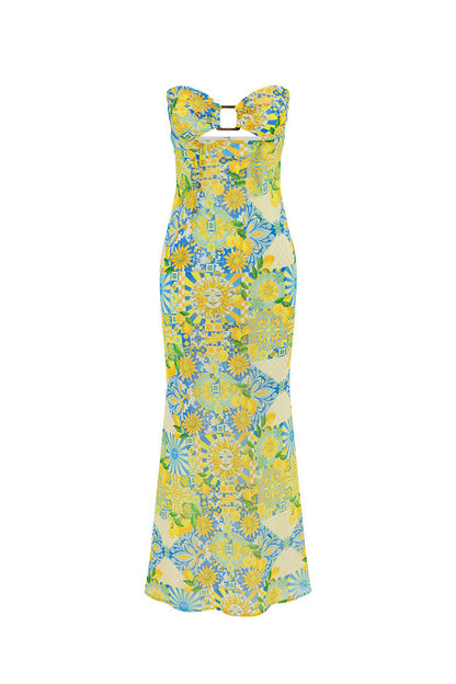 Velza Strapless Dress - Anacapri Lemon - SHOPJAUS - JAUS