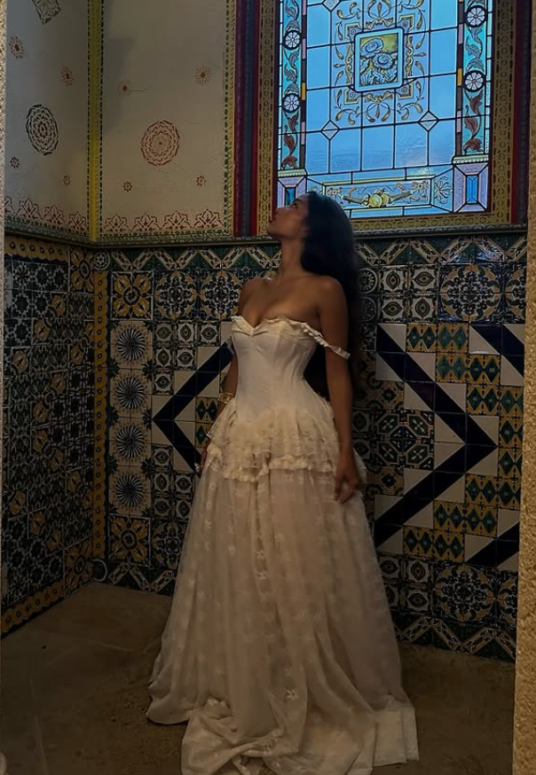 Vintage Ball Gown Off The Shoulder Satin Lace Prom Dress Wedding Dress