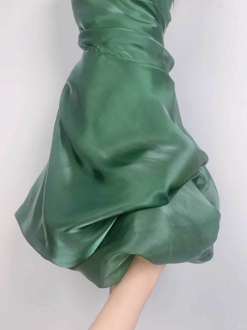 Vintage Dark Green Halter Neck Floral Mini Homecoming Dress