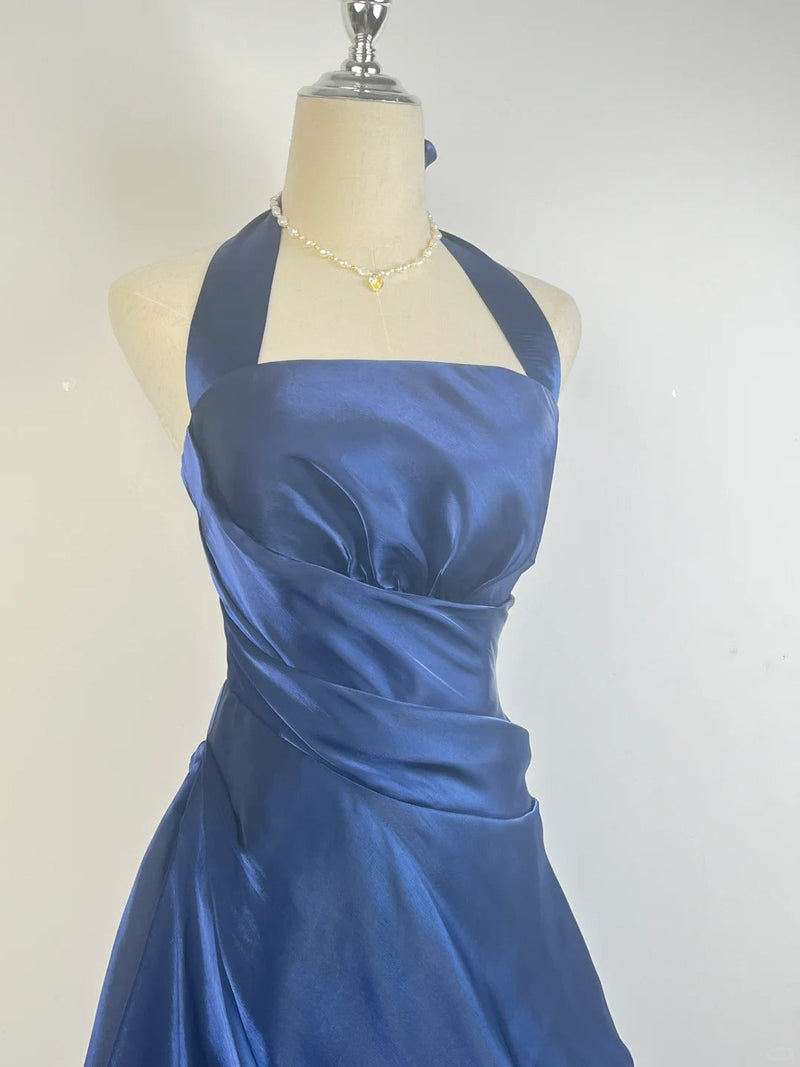 Vintage Dark Green Halter Neck Floral Mini Homecoming Dress