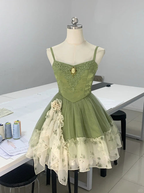 Vintage Green Strapless Ombre Tulle Mini Homecoming Dress