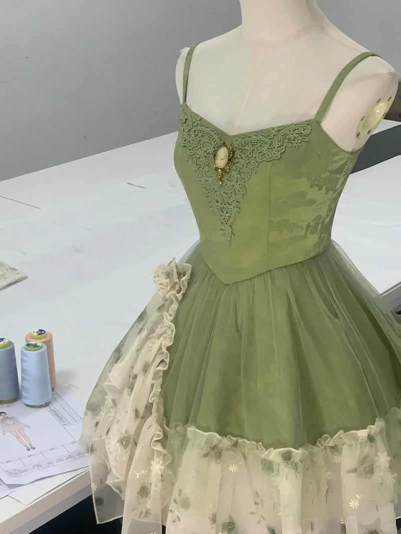 Vintage Green Strapless Ombre Tulle Mini Homecoming Dress