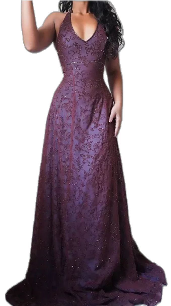Vintage Mermaid Purple Lace Halter Prom Dresses Long Evening Party Dress Prom Gowns,AST2283