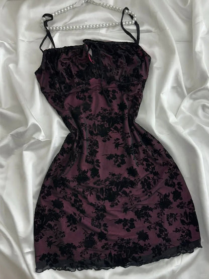 Vintage Purple Black Lace Strap Mini Homecoming Dress