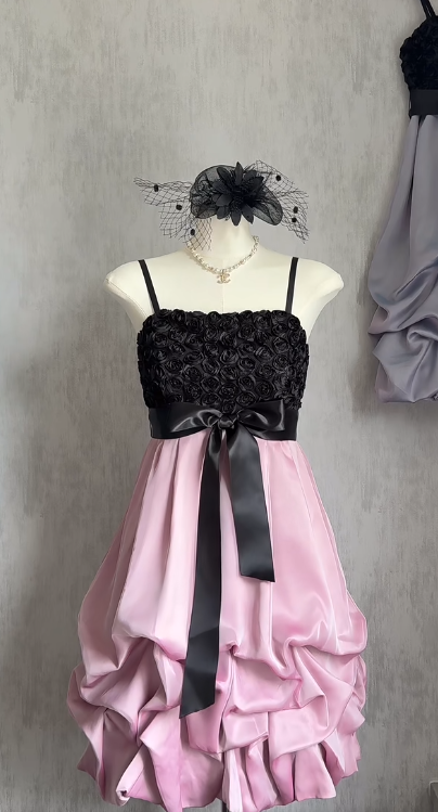 Vintage Spaghetti Strap Sheath Short Prom Dresses Satin Pink Homecoming Dresses
